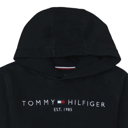 Tommy Hilfiger Boys Black Cotton Pullover Hoodie Size 164 Regular Fit