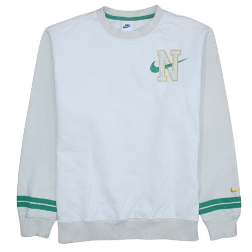 Nike Men's White Crew Neck Embroidered Sweatshirt Size L Pullover