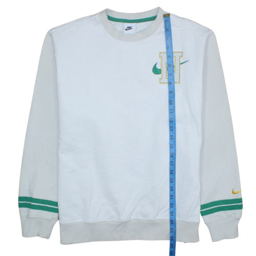 Nike Men's White Crew Neck Embroidered Sweatshirt Size L Pullover