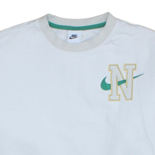 Nike Men's White Crew Neck Embroidered Sweatshirt Size L Pullover