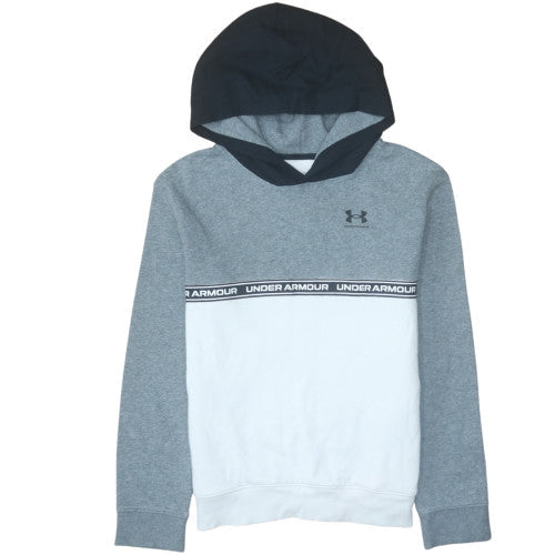 Under Armour Teens Grey Pullover Hoodie Regular Fit Logo Fleece 164