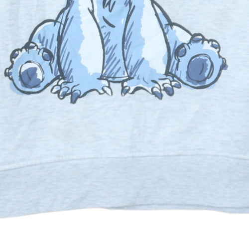 Disney Women Grey XS Pullover Hoodie Stitch Graphic Print