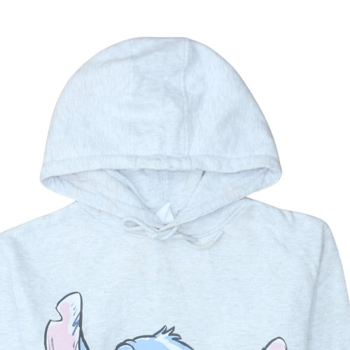 Disney Women Grey XS Pullover Hoodie Stitch Graphic Print
