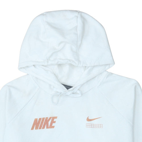 Nike Men's White XL Pullover Hoodie with Logo Graphic Print