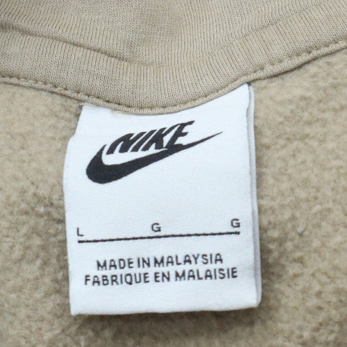 Nike Men's Beige Pullover Hoodie L Fleece Logo Sportswear