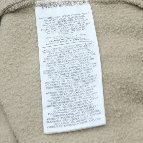 Nike Men's Beige Pullover Hoodie L Fleece Logo Sportswear