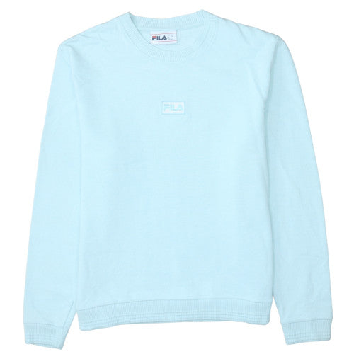 FILA Women Sky Blue Crew Neck Pullover Sweatshirt L Cotton Blend