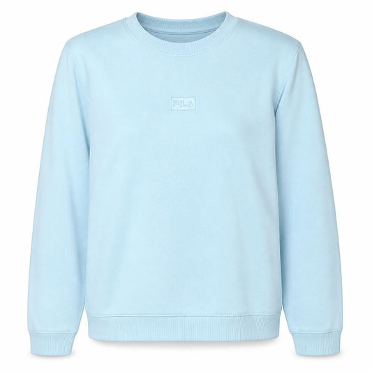 Front view of Fila Women Sky Blue Crew Neck Pullover Sweatshirt L Cotton Blend