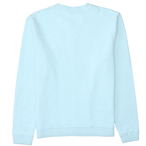 FILA Women Sky Blue Crew Neck Pullover Sweatshirt L Cotton Blend