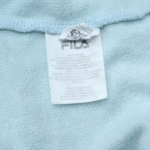 FILA Women Sky Blue Crew Neck Pullover Sweatshirt L Cotton Blend