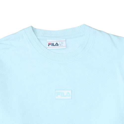 FILA Women Sky Blue Crew Neck Pullover Sweatshirt L Cotton Blend