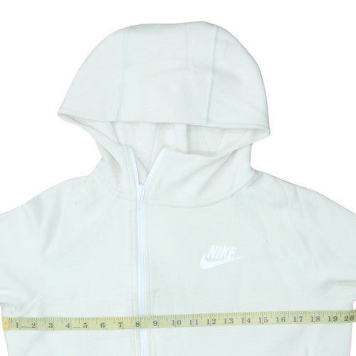 Nike Men's White Full Zip Hoodie Small Lightweight Fleece Zip Pocket
