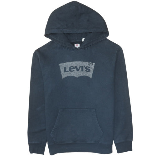 Levi's Men Blue Pullover Hoodie L Graphic Logo Fleece Sweatshirt