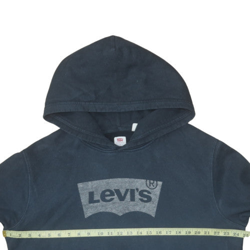 Levi's Men Blue Pullover Hoodie L Graphic Logo Fleece Sweatshirt