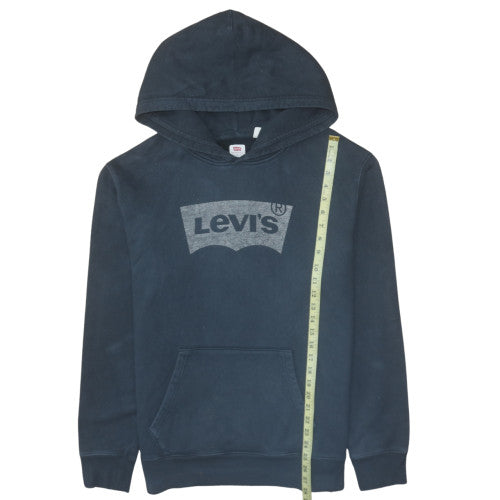 Levi's Men Blue Pullover Hoodie L Graphic Logo Fleece Sweatshirt