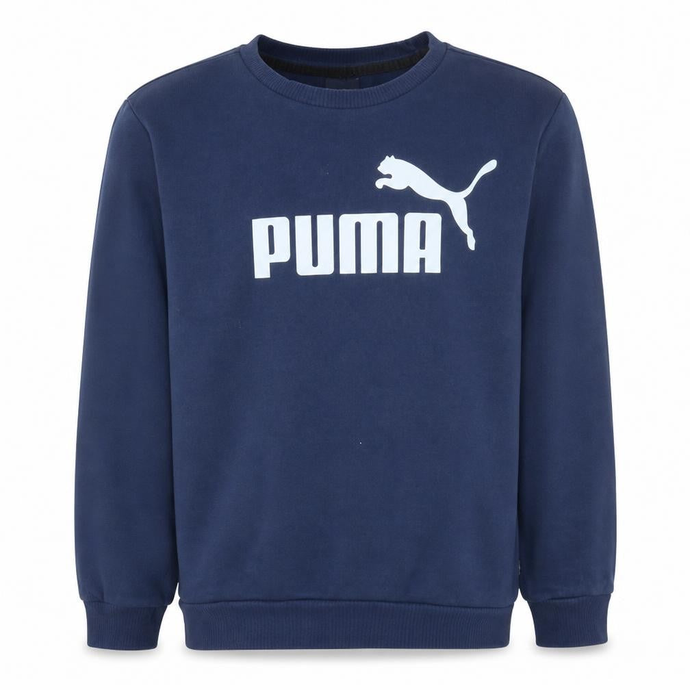 Front view of Puma men’s blue crew neck pullover sweatshirt m regular fit