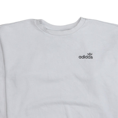Adidas Womens White Crew Neck Pullover Sweatshirt Size 8