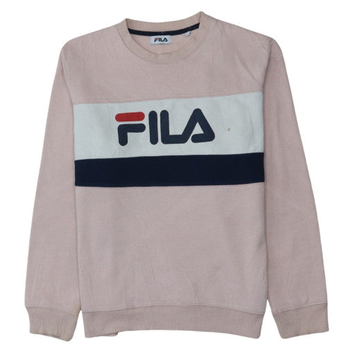 Fila Womens Pink Crew Neck Pullover Sweatshirt Size M Cotton Logo Print
