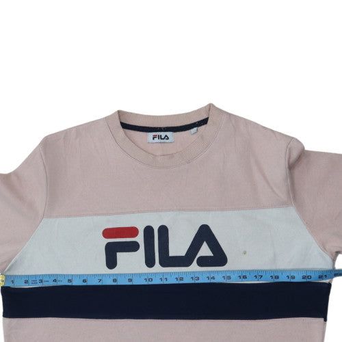 Fila Womens Pink Crew Neck Pullover Sweatshirt Size M Cotton Logo Print