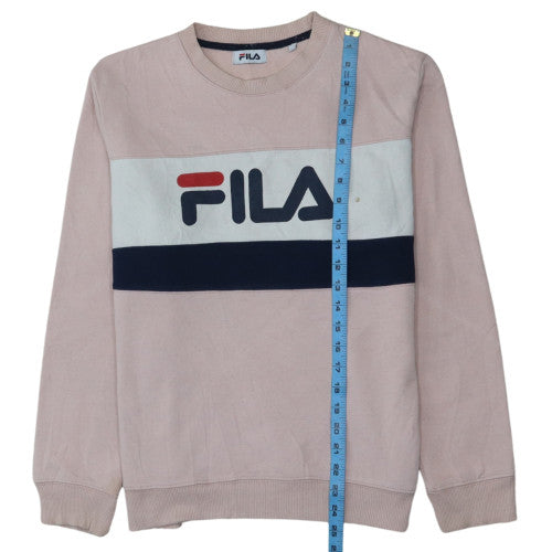 Fila Womens Pink Crew Neck Pullover Sweatshirt Size M Cotton Logo Print