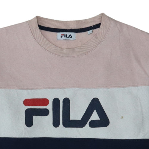 Fila Womens Pink Crew Neck Pullover Sweatshirt Size M Cotton Logo Print