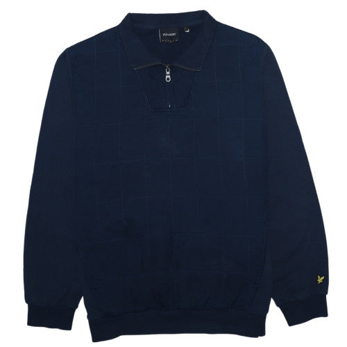 Lyle & Scott Men's Blue 1/2 Zip Collared Sweatshirt Size L