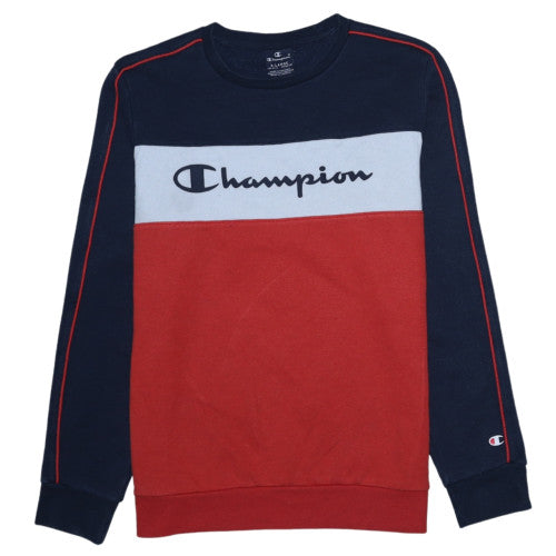 Champion Boys Navy Red Colourblock Sweatshirt XL 13-14 Yrs Crew Neck Fleece