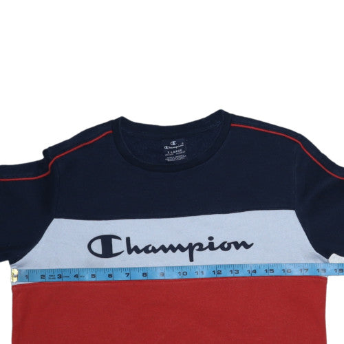 Champion Boys Navy Red Colourblock Sweatshirt XL 13-14 Yrs Crew Neck Fleece