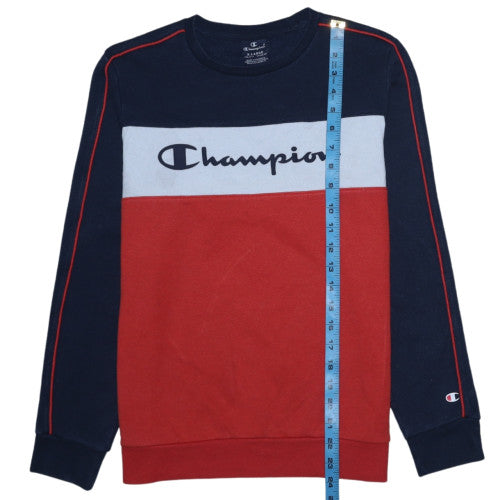 Champion Boys Navy Red Colourblock Sweatshirt XL 13-14 Yrs Crew Neck Fleece