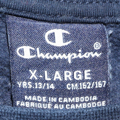 Champion Boys Navy Red Colourblock Sweatshirt XL 13-14 Yrs Crew Neck Fleece