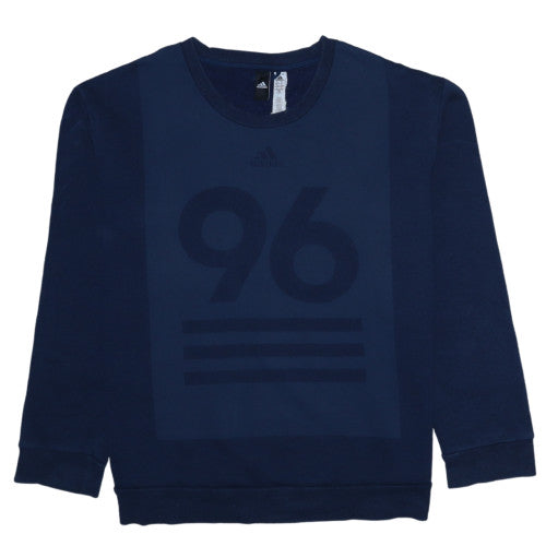 Adidas Women’s Blue Crew Neck Pullover Sweatshirt XL 20-22 Graphic 96 Logo
