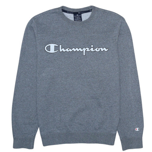 Champion Mens Grey Crew Neck Pullover Sweatshirt XS Classic Logo