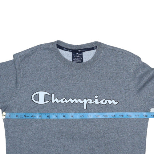Champion Mens Grey Crew Neck Pullover Sweatshirt XS Classic Logo