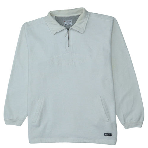 Champion Men's White XL 1/4 Zip Collared Sweatshirt