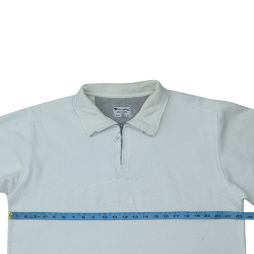 Champion Men's White XL 1/4 Zip Collared Sweatshirt