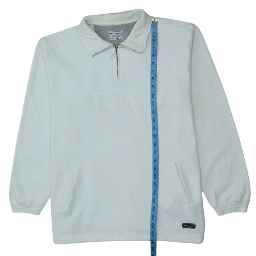 Champion Men's White XL 1/4 Zip Collared Sweatshirt