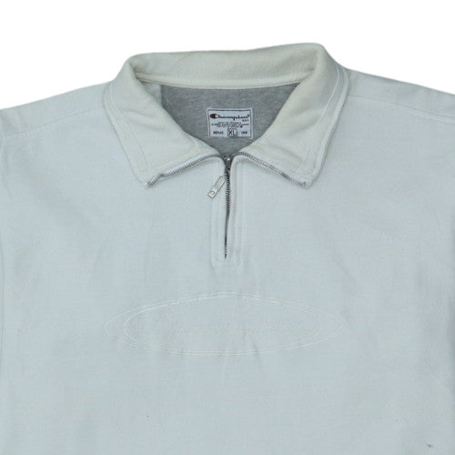 Champion Men's White XL 1/4 Zip Collared Sweatshirt