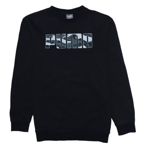 Puma Men's Black Graphic Logo Pullover Sweatshirt Small