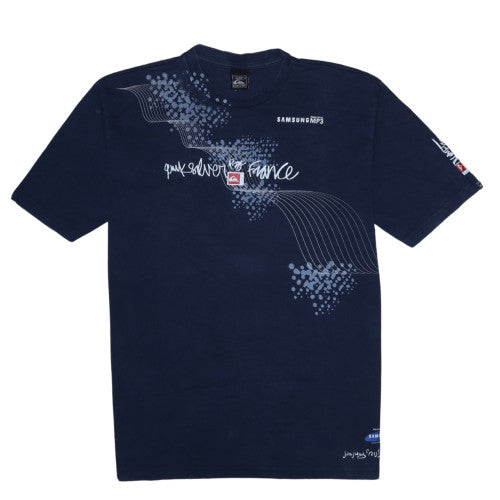 Quiksilver Men Blue L Graphic Print Crew Neck Cotton T-Shirt