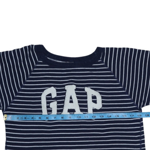 GAP Women's Navy Striped Logo Pullover Sweatshirt XS Cotton Blend