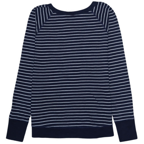 GAP Women's Navy Striped Logo Pullover Sweatshirt XS Cotton Blend