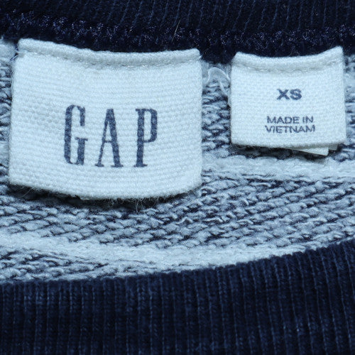 GAP Women's Navy Striped Logo Pullover Sweatshirt XS Cotton Blend