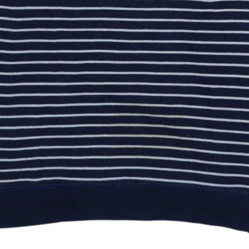 GAP Women's Navy Striped Logo Pullover Sweatshirt XS Cotton Blend