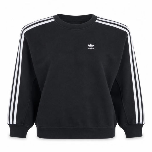 Front view of Adidas women’s black xs crew neck pullover sweatshirt