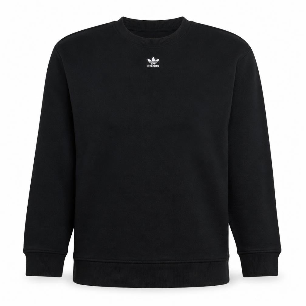 Front view of Adidas women’s black crew neck long sleeve sweatshirt, size UK 12