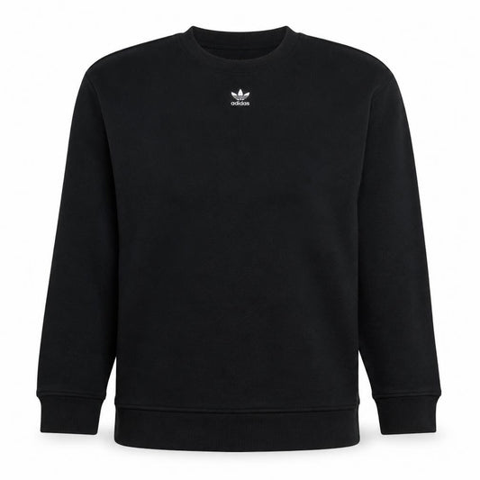 Front view of Adidas women’s black crew neck long sleeve sweatshirt, size UK 12