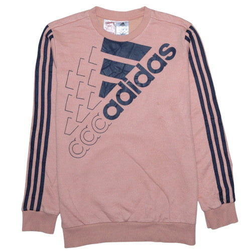 Adidas Boys Pink Logo Pullover Sweatshirt 13-14 Years Long Sleeve