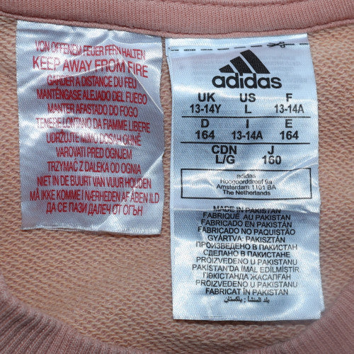 Adidas Boys Pink Logo Pullover Sweatshirt 13-14 Years Long Sleeve