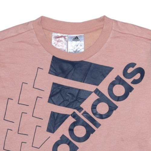 Adidas Boys Pink Logo Pullover Sweatshirt 13-14 Years Long Sleeve
