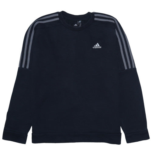 Adidas Men’s Black Small Crew Neck Pullover Sweatshirt with Logo